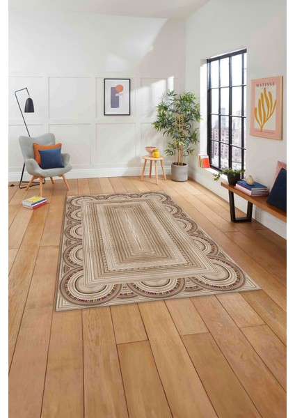 Dijital Baskılı Jüt Kilim Model Yıkanabilir Yolluk Mutfak Salon Halısı, Jüt-28-Bej, fırsatları