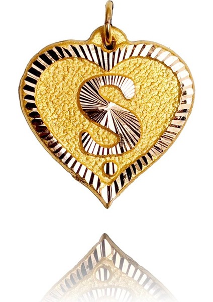 0.25 Gram 14 Ayar Ş Harfi Kalp Kolye Ucu