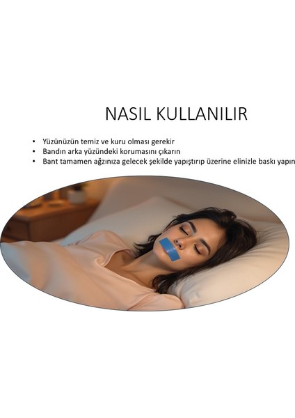 Ağız Bandı - 10 Adet, Pamuk Kumaş, Rahat Uyku