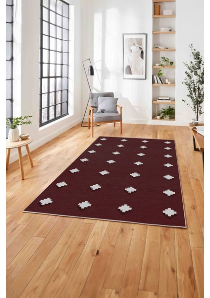 Dijital Baskılı Jüt Motifli Modern Yıkanabilir Yolluk Mutfak Salon Halısı, Jüt-36-Bordo, fiyatları