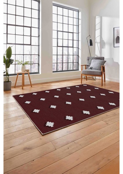 Dijital Baskılı Jüt Motifli Modern Yıkanabilir Yolluk Mutfak Salon Halısı, Jüt-36-Bordo, modelleri