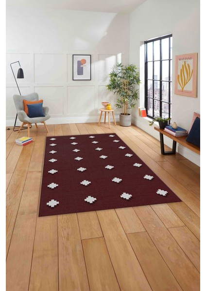 Dijital Baskılı Jüt Motifli Modern Yıkanabilir Yolluk Mutfak Salon Halısı, Jüt-36-Bordo, fırsatları