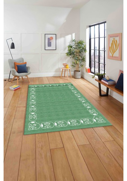Dijital Baskılı Jüt Motifli Yıkanabilir Yolluk Mutfak Salon Halısı, Jüt-26-Yeşil, fırsatları