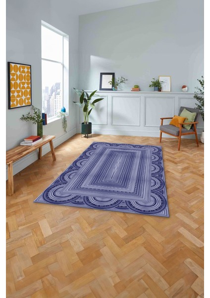 Dijital Baskılı Jüt Kilim Model Yıkanabilir Yolluk Mutfak Salon Halısı, Jüt-28-Lacivert,