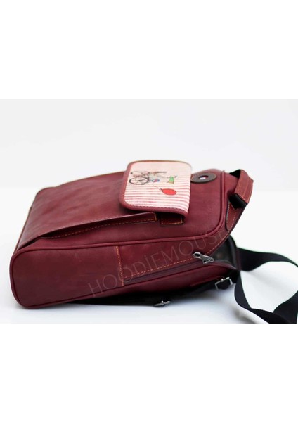 Bisiklet Figürlü Unisex Canta Hem Sırt Hem Capraz Hem Elde Etnik Bohem Style - Bordo