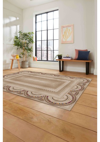 Dijital Baskılı Jüt Kilim Model Yıkanabilir Yolluk Mutfak Salon Halısı, Jüt-28-Bej, indirimleri