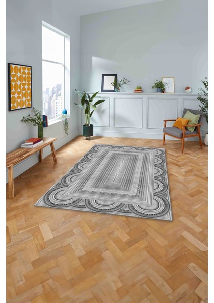 Dijital Baskılı Jüt Kilim Model Yıkanabilir Yolluk Mutfak Salon Halısı, Jüt-28-Gri,