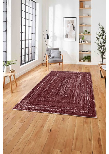 Dijital Baskılı Jüt Dörtgen Model Yıkanabilir Yolluk Mutfak Salon Halısı, Jüt-30-Bordo, fiyatları