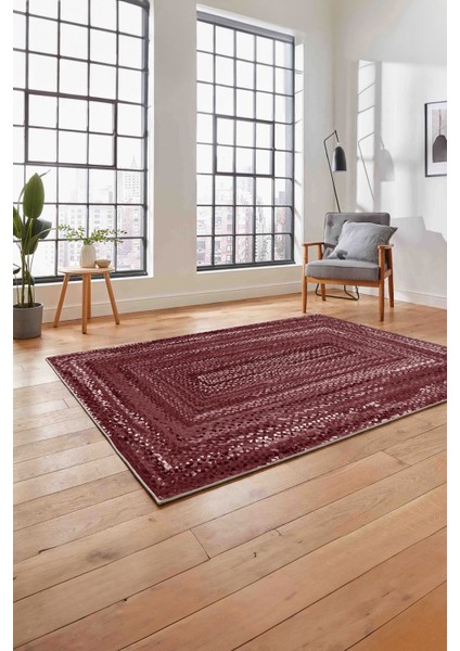 Dijital Baskılı Jüt Dörtgen Model Yıkanabilir Yolluk Mutfak Salon Halısı, Jüt-30-Bordo, modelleri