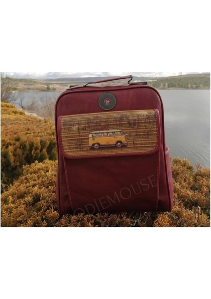 Wosvos Figürlü Unisex Canta Hem Sırt Hem Capraz Hem Elde Etnik Bohem Style - Bordo