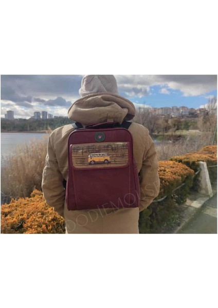 Wosvos Figürlü Unisex Canta Hem Sırt Hem Capraz Hem Elde Etnik Bohem Style - Bordo