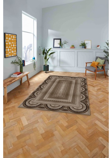 Dijital Baskılı Jüt Kilim Model Yıkanabilir Yolluk Mutfak Salon Halısı, Jüt-28-Kahve,