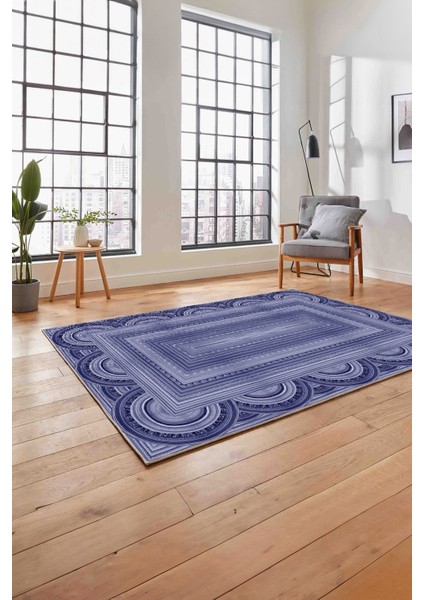 Dijital Baskılı Jüt Kilim Model Yıkanabilir Yolluk Mutfak Salon Halısı, Jüt-28-Lacivert,