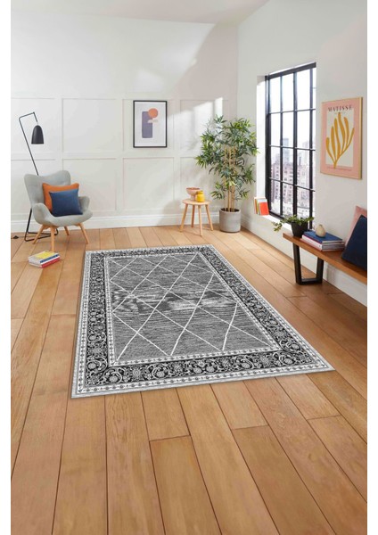 Dijital Baskılı Jüt Geometrik Model Yıkanabilir Yolluk Mutfak Salon Halısı, Jüt-31-Gri, fırsatları