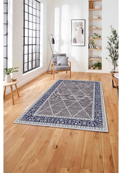 Dijital Baskılı Jüt Geometrik Model Yıkanabilir Yolluk Mutfak Salon Halısı, Jüt-31-Lacivert, fiyatları