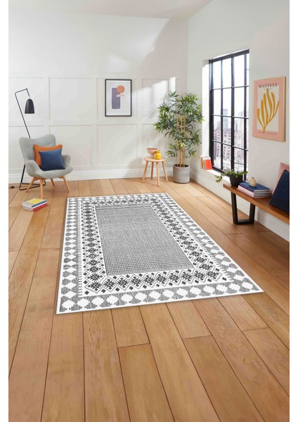 Dijital Baskılı Jüt Kilim Motifli Yıkanabilir Yolluk Mutfak Salon Halısı, Jüt-33-Gri, fırsatları