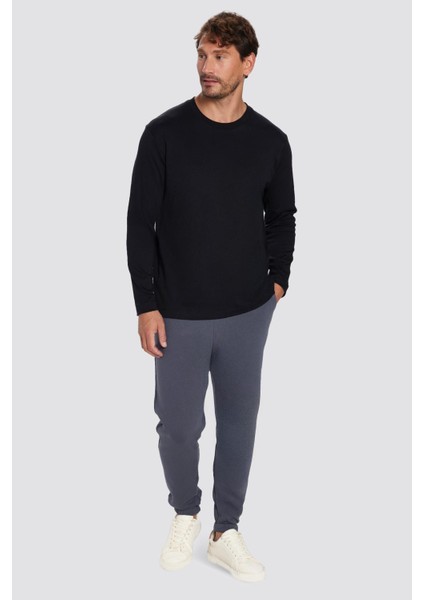 Unisex Relax Fit Rahat Kesim Şardonlu 3 Cepli Lastikli Jogger Paça Gri Eşofman Altı