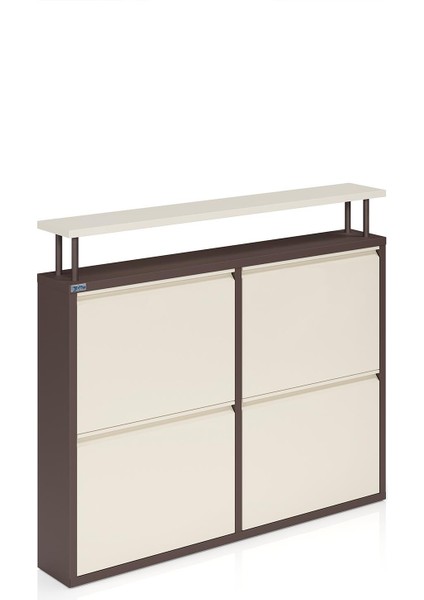 Tablalı 4'lü Metal Ayakkabılık - Kahverengi Krem fiyatları