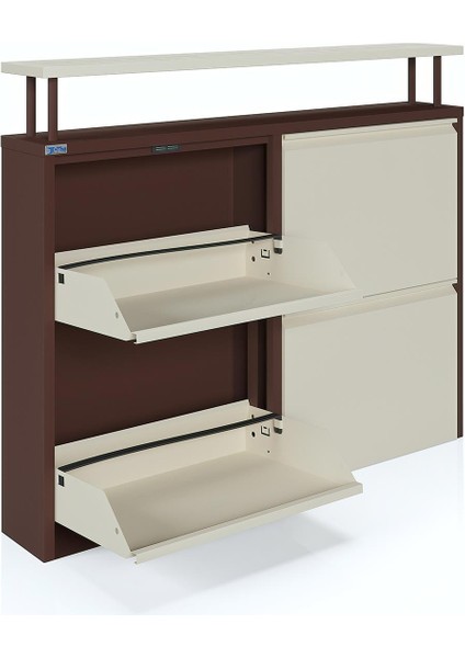 Tablalı 4'lü Metal Ayakkabılık - Kahverengi Krem modelleri