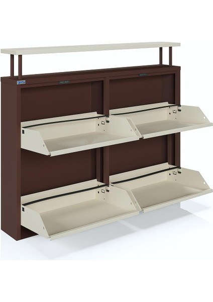 Tablalı 4'lü Metal Ayakkabılık - Kahverengi Krem fırsatları