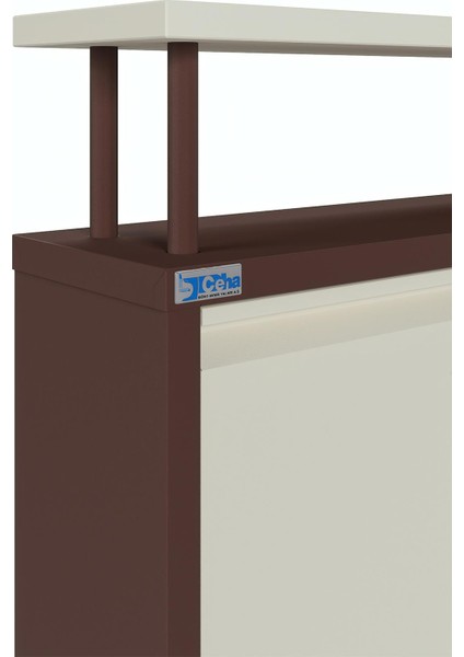 Tablalı 4'lü Metal Ayakkabılık - Kahverengi Krem indirimleri