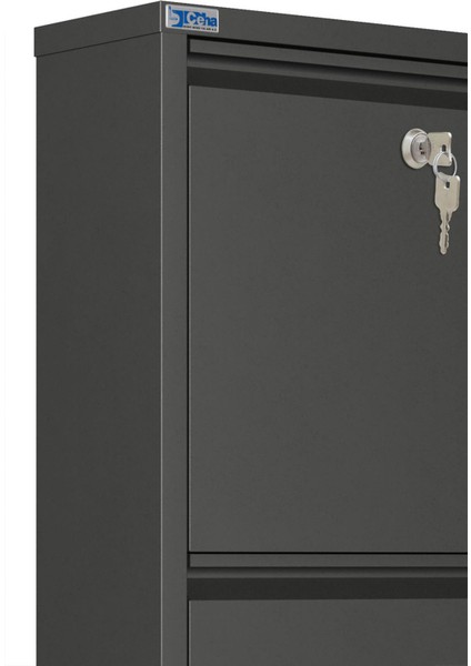 Kilitli 3'lü Metal Ayakkabılık - Füme indirimleri