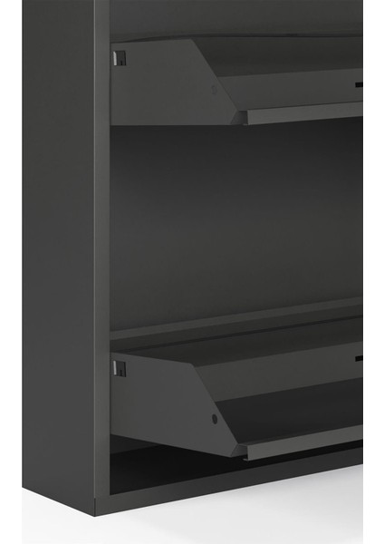 Kilitli 3'lü Metal Ayakkabılık - Füme