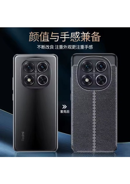 Xiaomi Redmi Note 14 Pro Kılıf Kamera Korumalı Deri Görünümlü Dikiş Desenli Koruyucu Niss Kapak