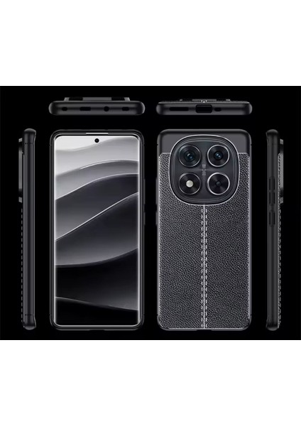 Xiaomi Redmi Note 14 Pro Kılıf Kamera Korumalı Deri Görünümlü Dikiş Desenli Koruyucu Niss Kapak