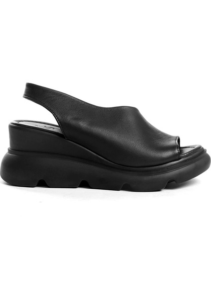 Elit Lyna Kadın Hakiki Deri Dolgu Topuk Sandalet Siyah modelleri