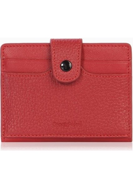 Unisex Hakiki Deri Küçük Boy Kartlık - 2513 - Kırmızı