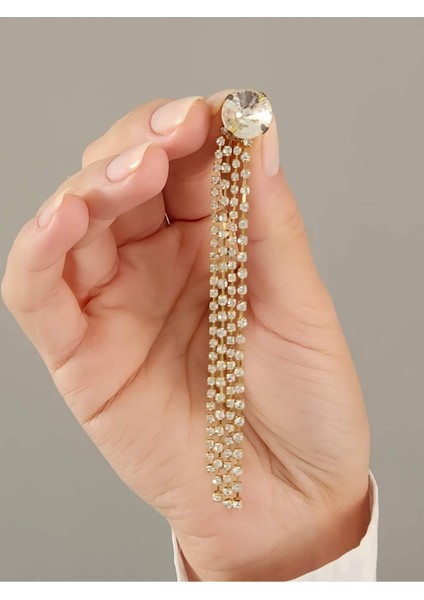 Yuvarlak Zirkon Taşlı Sallantılı Altın Kaplama Gold Renkli Küpe fiyatları