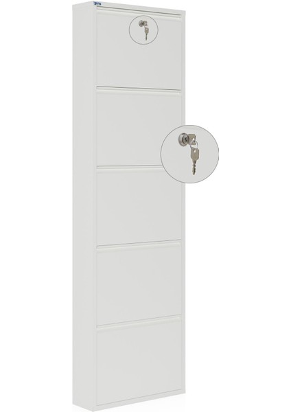 Kilitli 5'li Metal Ayakkabılık - Kar Beyaz fiyatları