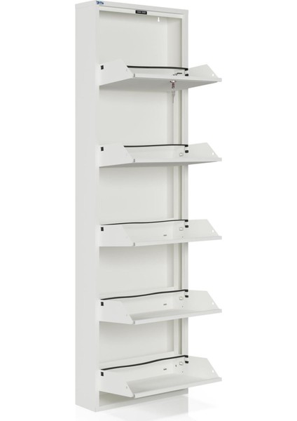 Kilitli 5'li Metal Ayakkabılık - Kar Beyaz modelleri