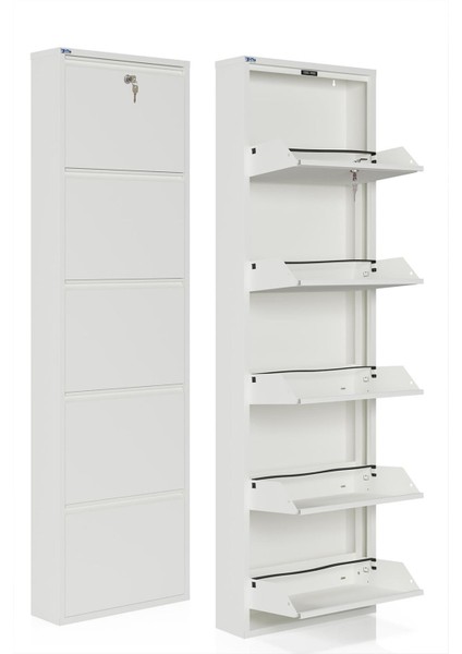 Kilitli 5'li Metal Ayakkabılık - Kar Beyaz fırsatları