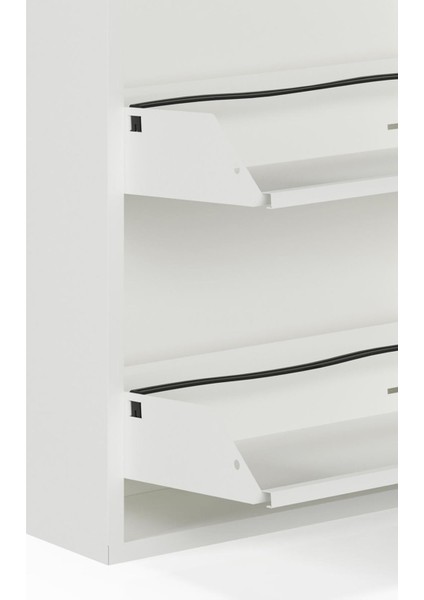 Kilitli 5'li Metal Ayakkabılık - Kar Beyaz