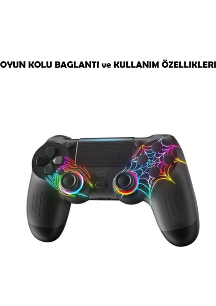 Ps4/pc Uyumlu Rgb Çift Motor Titreşimli Spiderman Bluetooth Oyun Kolu