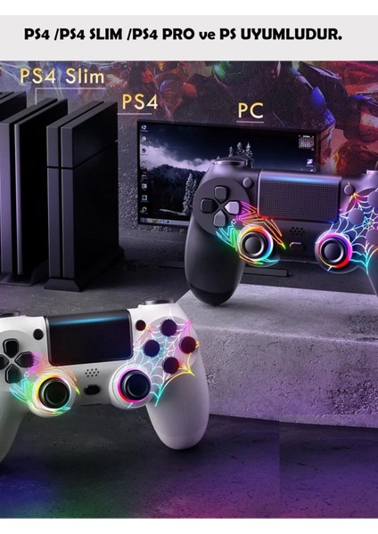 Ps4/pc Uyumlu Rgb Çift Motor Titreşimli Spiderman Bluetooth Oyun Kolu