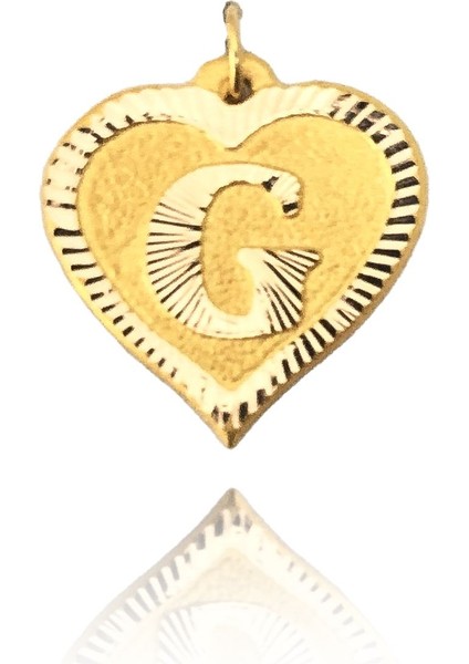 0.25 Gram 14 Ayar G Harfi Kalp Kolye Ucu