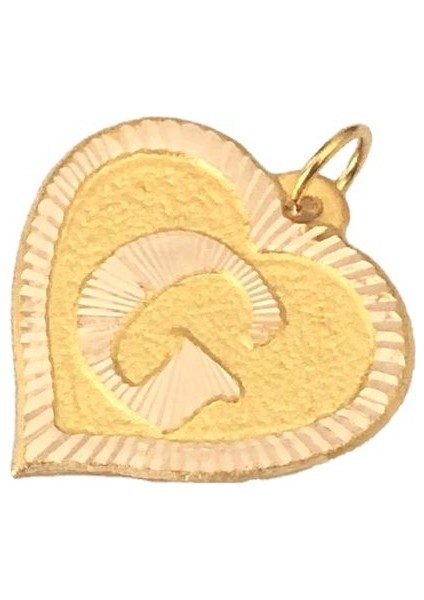 0.25 Gram 14 Ayar G Harfi Kalp Kolye Ucu