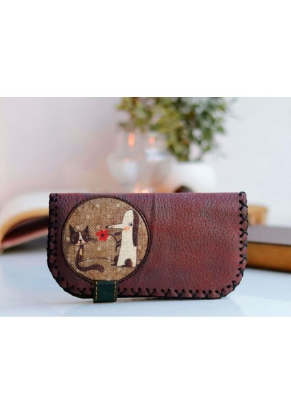 Tilki Figürlü Büyük Cüzdan Etnik Bohem Retro Vintage Style - Bordo