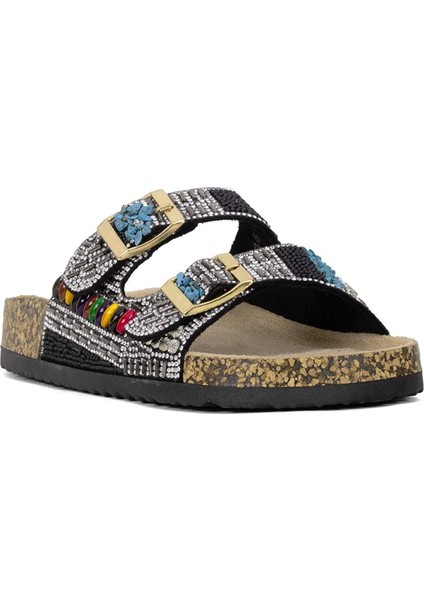 25Y102-2 Kadın Taşlı Düz Terlik Siyah fiyatları