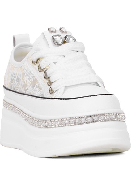 25Y423-3 Kadın Taşlı Yürüyüş Ayakkabısı Beyaz fiyatları