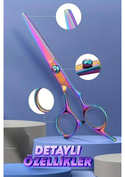 Rainbow Gökkuşağı Lazer Saç Kesim Makası Düz Uçlu XLQ501