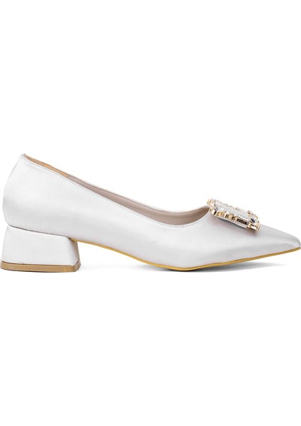 Elit BRK1913S Kadın Tokalı Klasik Alçak Topuklu Ayakkabı Gri