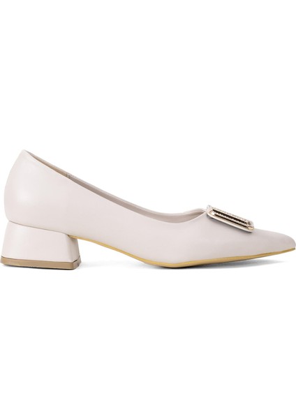 Elit BRK1904C Kadın Tokalı Klasik Alçak Topuklu Ayakkabı Ten