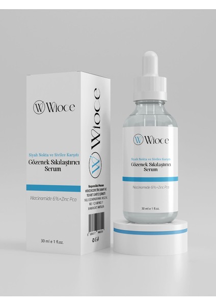 Gözenek Sıkılaştırıci, Sivılce Karşiti ve Siyah Nokta Serum 30ML (Niacinamide 6%+Zınc Pca)