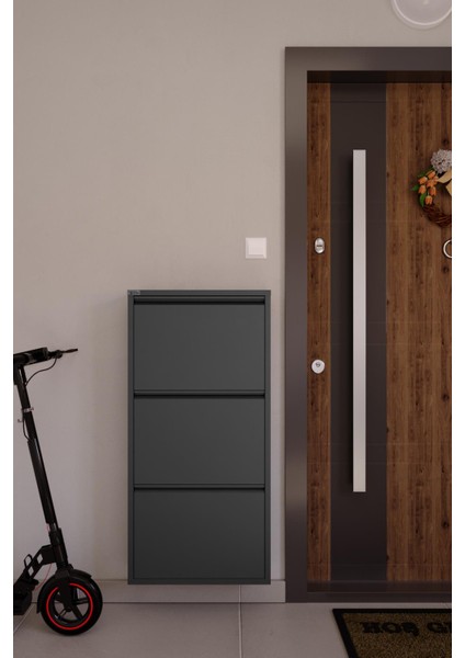 3'lü Metal Ayakkabılık - Füme