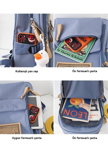 Kadınlar Için Okul Çantası, Üniversite Sırt Çantası, Büyük Kapasiteli Ortaokul Öğrencileri Için Beş Parçalı (Yurt Dışından) modelleri