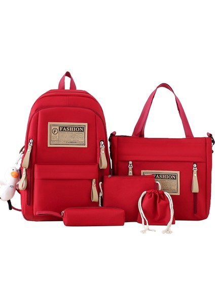 Kadınlar Için Okul Çantası, Üniversite Sırt Çantası, Büyük Kapasiteli Ortaokul Öğrencileri Için Beş Parçalı (Yurt Dışından)